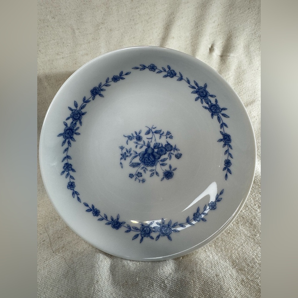 8 Vintage Blue Brocade Elite Japan Dessert Plates 5.5”